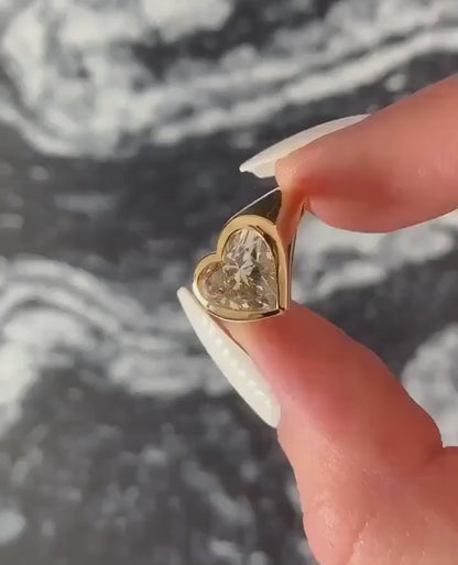 3.00ct Heart Lab Grown Diamond Engagement Ring | IGI Certified | Solitaire Bezel Setting
