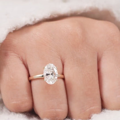 4.0ct Oval Solitaire Talon Claw Lab Grown Diamond Ring Classic Minimalist Engagement Ring and wedding gift or promise Gift her/women
