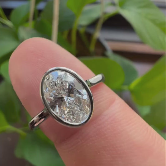 1.50ct Oval Lab Grown Diamond Engagement Ring | Cathedral Bezel Setting | IGI Certified