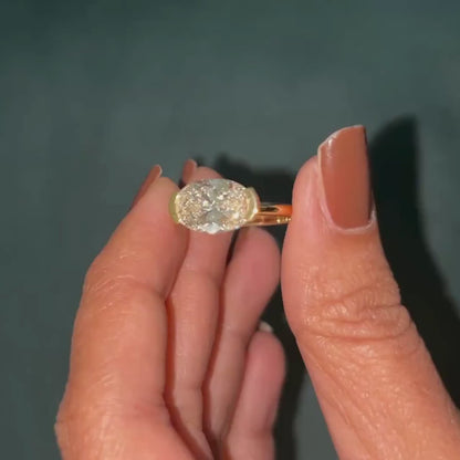 1.00ct Oval Lab Grown Diamond Engagement Ring | Half Bezel Setting | IGI Certified