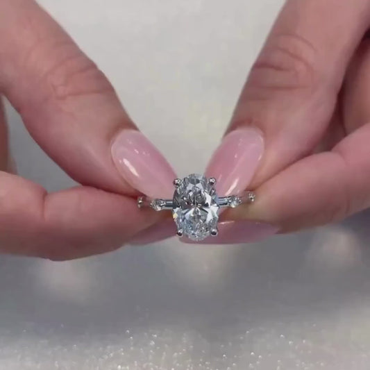 2.50ct Oval Lab Grown Diamond Engagement Ring | Pave Setting | IGI Certified