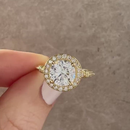 1.50 CT Round Lab Grown Diamond Engagement Ring | Antique Style Ring | Vintage Ring | IGI Certified