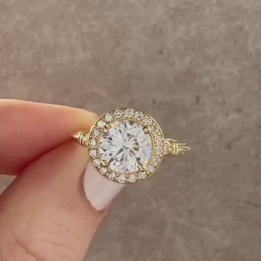 1.50 CT Round Lab Grown Diamond Engagement Ring | Antique Style Ring | Vintage Ring | IGI Certified