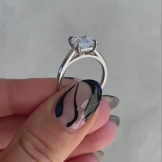 Princess lab grown diamond engagement ring, 1.50ct solitaire setting, IGI certified diamond ring, promise jewelry gift for her