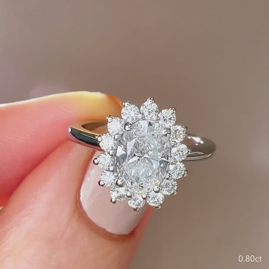 2.5ct Oval Cut With Hidden Halo Eliana Setting Pave Band Lab Grown Diamond Ring  Engagement Ring and Wedding Ring