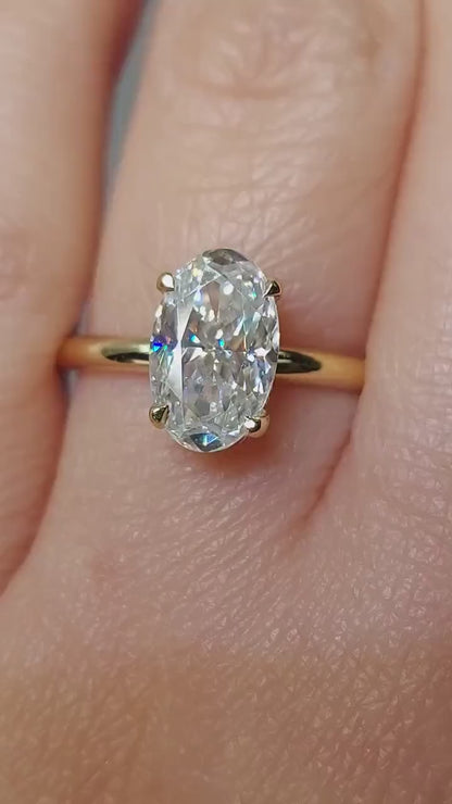 2.00 CT Oval Cut Lab Grown Diamond Engagement Ring | Hidden Halo | IGI Certified