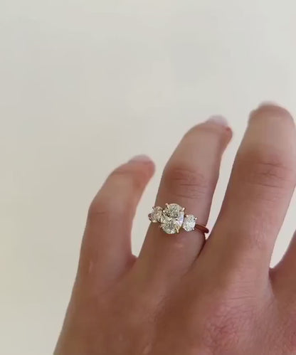 2.5ct Oval Cut Trio Lab Grown Diamond Ring Engagement Ring and Wedding Gift Ring