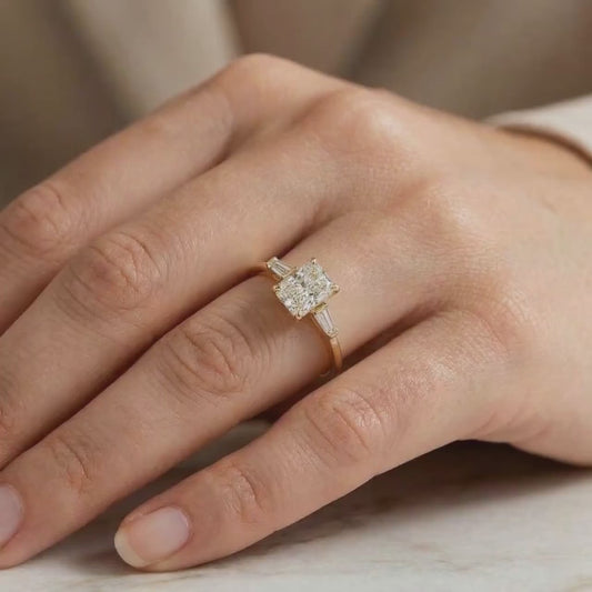 3.00ct Emerald Lab Grown Diamond Ring Engagement Ring | IGI Certified | Wedding Gift Ring, Bridal Marriage Ring