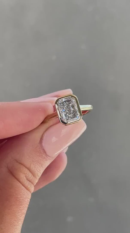 2.50ct Radiant Lab Grown Diamond Engagement Ring | Modern Bezel Setting | IGI Certified