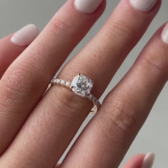 Cushion cut 1.80 CT lab grown diamond engagement ring with hidden halo, IGI certified, bridal wedding ring, luxury ethical sustainable fine jewelry
