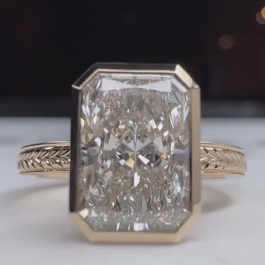 2.00CT Radiant Lab Grown Diamond Engagement Ring | Bezel Setting | IGI Certified