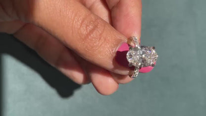 5.00 CT Oval Cut Lab Grown Diamond Engagement Ring | Pave Band | IGI Certified