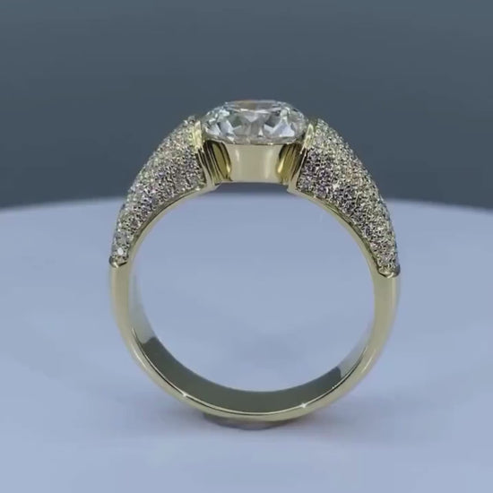 3.00 TCW Men's Round Lab Grown Diamond Engagement Ring Tension Pave Setting IGI Certified 14K 18K Gold Men's Wedding Band Bridal Jewelry Luxury Ring