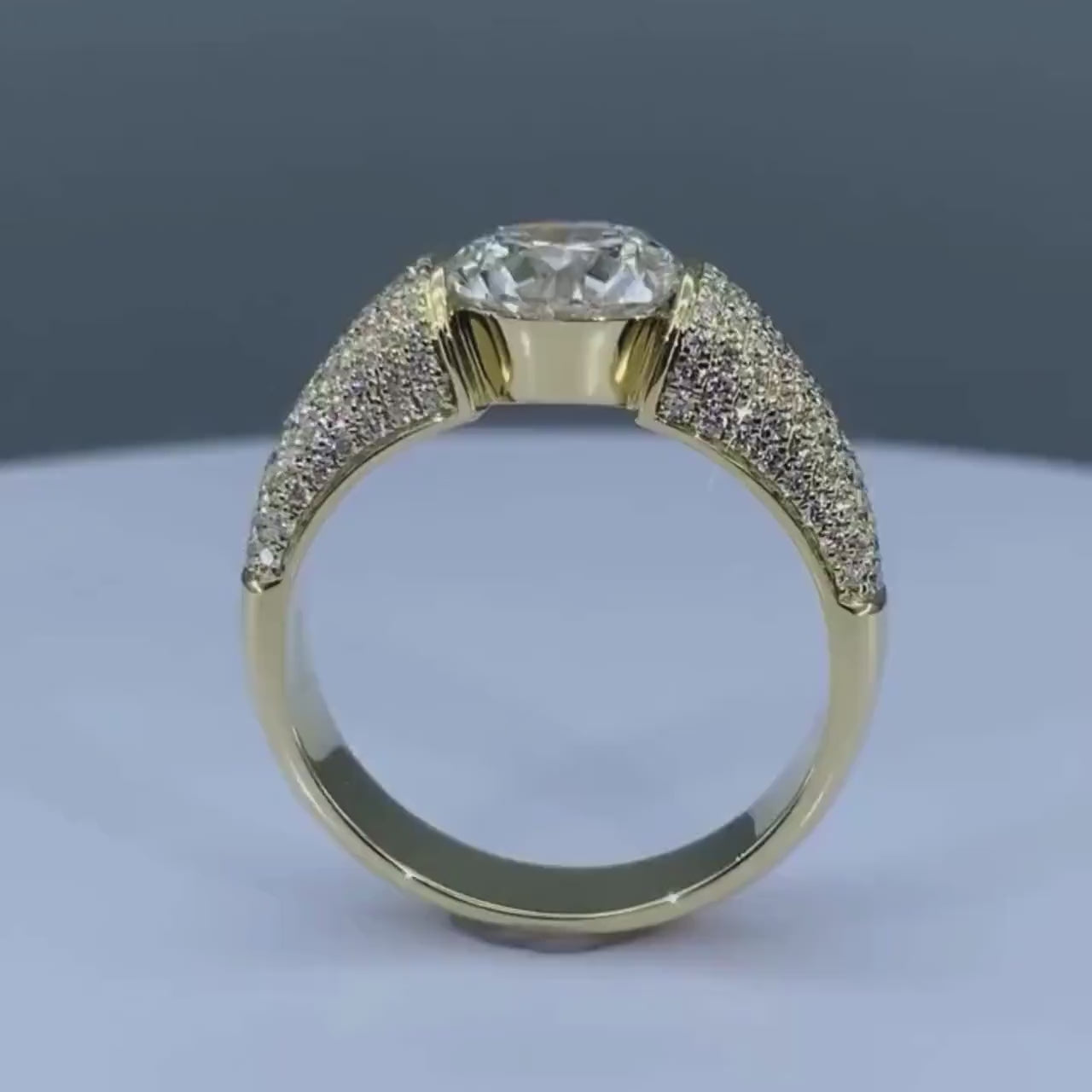 3.00 TCW Men's Round Lab Grown Diamond Engagement Ring Tension Pave Setting IGI Certified 14K 18K Gold Men's Wedding Band Bridal Jewelry Luxury Ring
