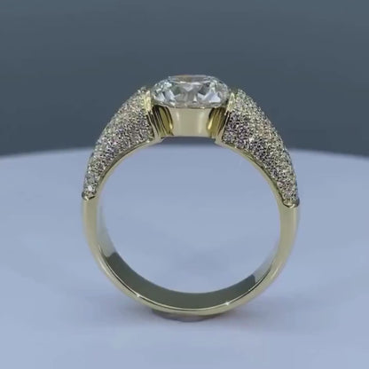 3.00 TCW Men's Round Lab Grown Diamond Engagement Ring Tension Pave Setting IGI Certified 14K 18K Gold Men's Wedding Band Bridal Jewelry Luxury Ring