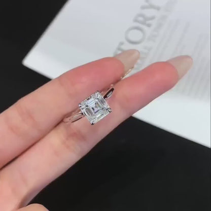 2.20CT Asscher Lab Grown Diamond Engagement Ring | Cathedral Set Solitaire Ring | IGI Certified