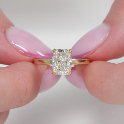 2.00 CT Cushion Lab Grown Diamond Engagement Ring | Hidden Halo | IGI Certified