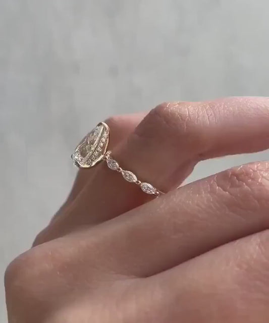 3.00 CT Pear Lab Grown Diamond Engagement Ring | Accent Stone Ring | IGI Certified