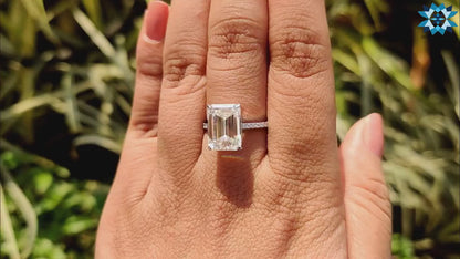 2.20TCW Emerald Lab Grown Diamond Engagement Ring | Hidden Halo Pavé Setting | IGI Certified