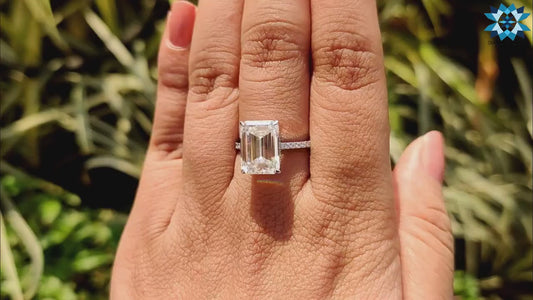 2.20TCW Emerald Lab Grown Diamond Engagement Ring | Hidden Halo Pavé Setting | IGI Certified