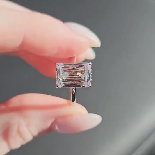 4.50 CT Radiant Lab Grown Diamond Engagement Ring | Hidden Halo Ring | IGI Certified