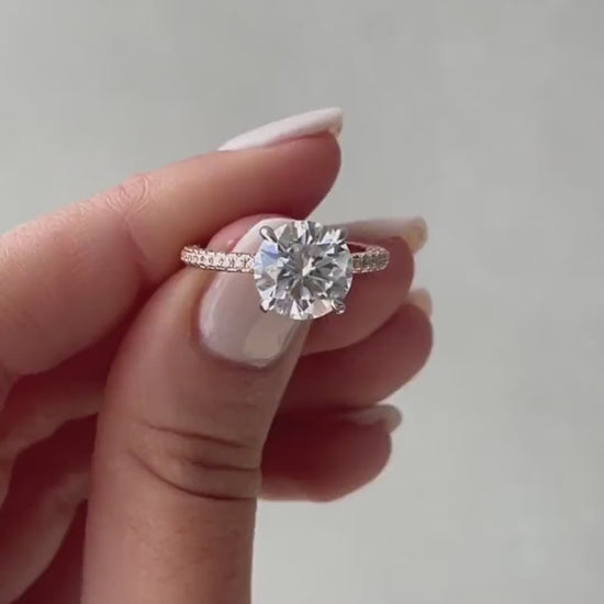 3.70 TCW round cut lab grown diamond engagement ring hidden halo IGI certified bridal wedding ring luxury diamond jewelry engagement ring gift