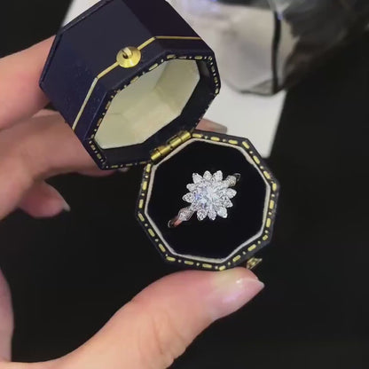 Round Lab Grown Diamond Engagement Ring | Pavé Halo Ring | IGI Certified