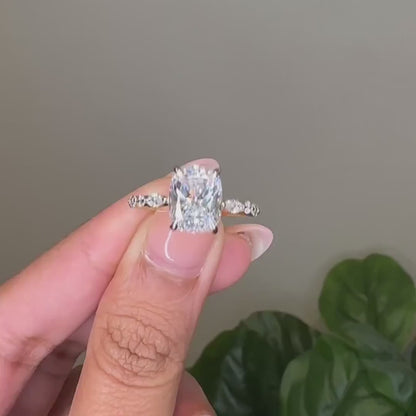 Cushion Lab Grown Diamond Engagement Ring | Diamond Accent Ring | IGI Certified