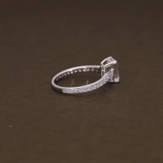 1.40 CT Emerald Lab Grown Diamond Engagement Ring | Channel Set Ring | White Gold | IGI Certified