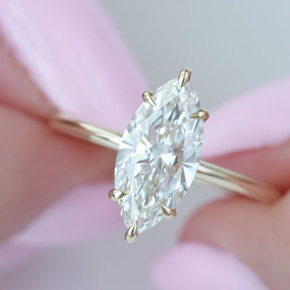 3.00 CT Marquise Cut Lab Grown Diamond Engagement Solitaire Ring | Hidden Halo | IGI Certified