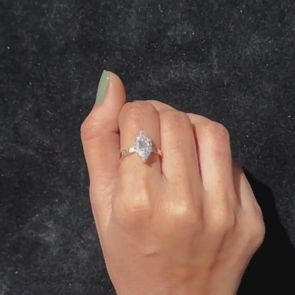 Marquise 4.00CT Lab Grown Diamond Hidden Halo Solitaire Engagement Ring Wedding Ring Ideal For Gift Anniversary Ring For Wife