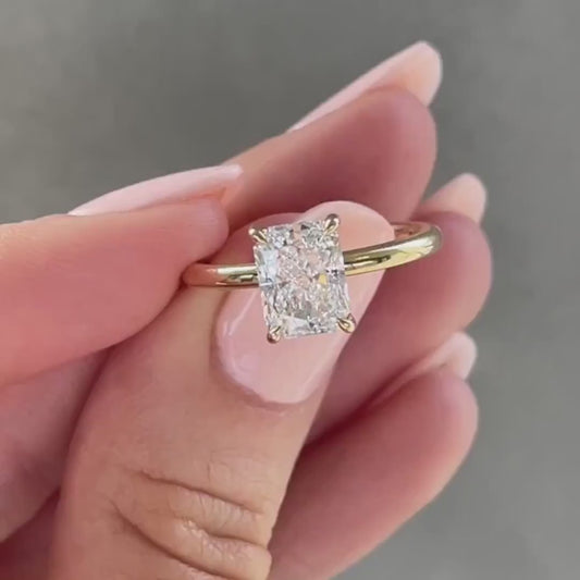1.50CT Radiant Lab Grown Diamond Engagement Ring | Wave Band Setting | IGI Certified