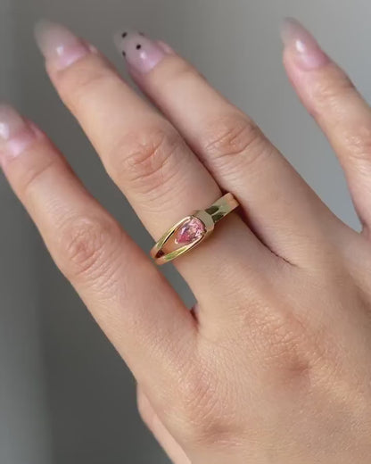 0.70 CT Fancy Pink Pear Lab Grown Diamond Engagement Ring | Double Band Ring | IGI Certified