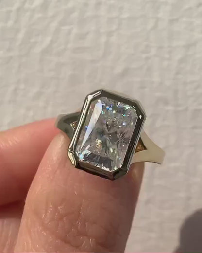2.00 CT Radiant Lab Grown Diamond Engagement Ring | Modern Bezel Ring | IGI Certified