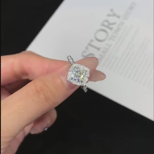 1.90TCW cushion cut lab created diamond ring, halo cathedral engagement ring, IGI certified bridal jewelry for her