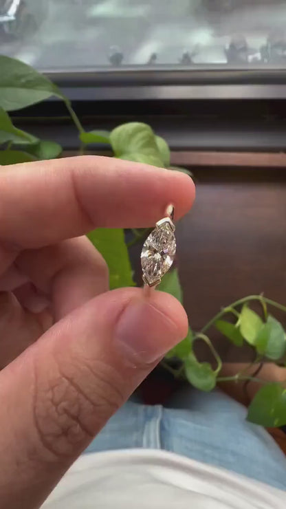 1.00ct Marquise Lab Grown Diamond Engagement Ring | Cathedral Half Bezel Setting | IGI Certified