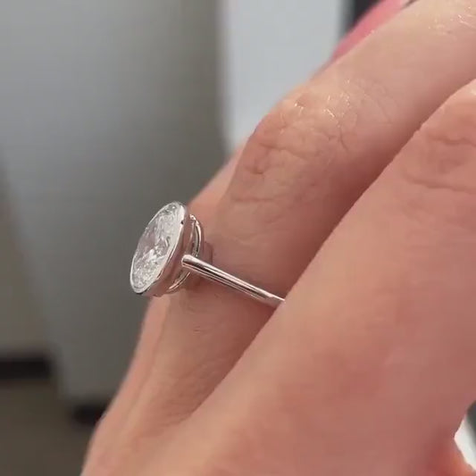 1.50ct Oval Lab Grown Diamond Engagement Ring | Bezel Setting | IGI Certified