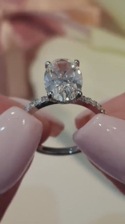 Oval Lab Grown Diamond Engagement Ring | Three Stone Design | IGI Certified