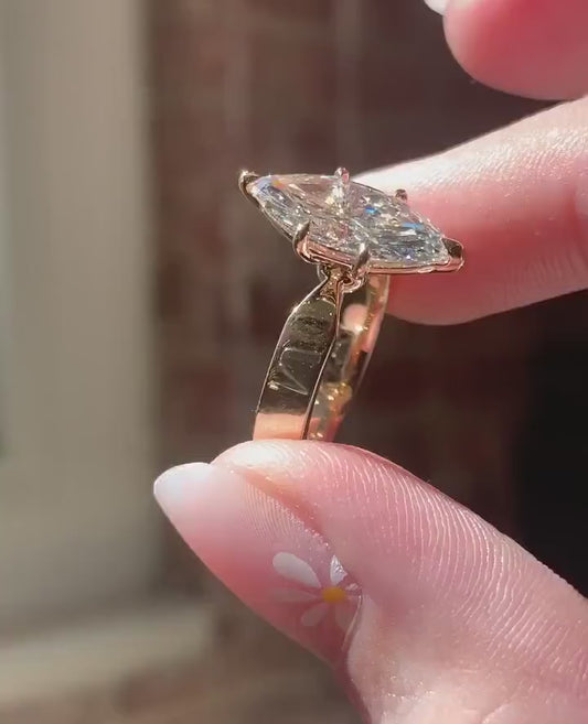 2.50 CT Marquise Lab Grown Diamond Engagement Ring | IGI Certified | Solitaire Ring