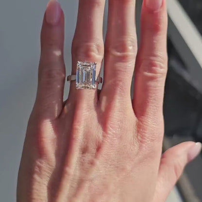 8.00ct Emerald Lab Grown Diamond Engagement Ring | White Gold Setting | IGI Certified