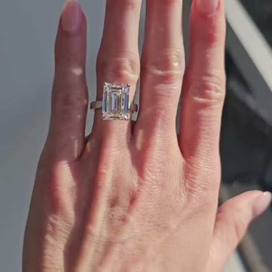 8.00ct Emerald Lab Grown Diamond Engagement Ring | White Gold Setting | IGI Certified