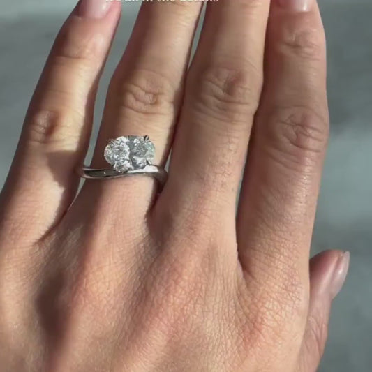 2.40TCW Oval Lab Grown Diamond Engagement Ring | Hidden Spark Side Stone Setting | IGI Certified