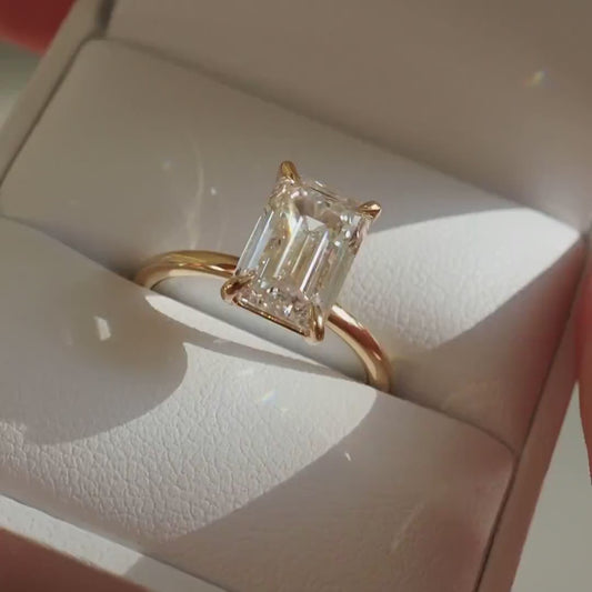 Modern minimalist 8ct radiant cut lab diamond solitaire ring elegant engagement wedding ring crafted for timeless sparkle and romantic gifting