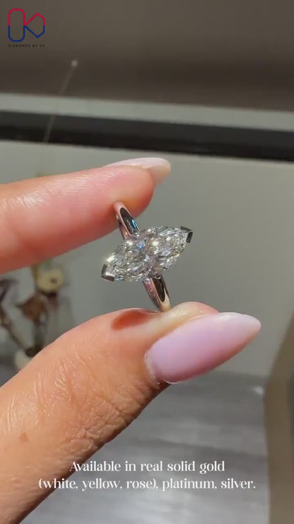 1.0ct Marquise Solitaire Lab Grown Diamond Ring Luxurious Engagement Ring and Wedding ring, Anniversary Gift For Women