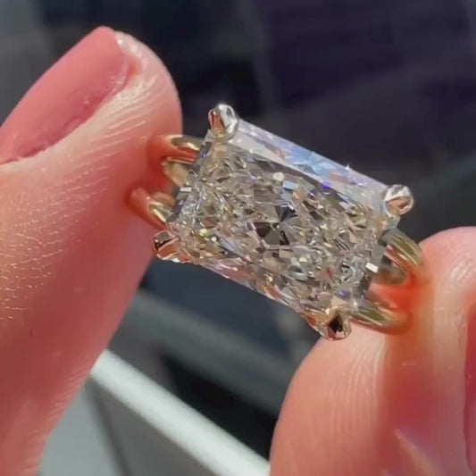 2.50 CT Radiant Lab Grown Diamond Engagement Ring | East-West Design | IGI Certified