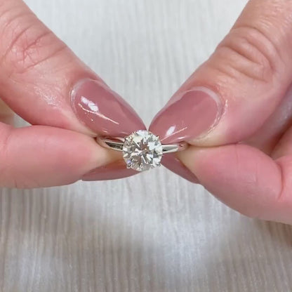 Round lab grown diamond ring, hidden halo engagement ring, 1.50ct solitaire center stone, IGI certified wedding ring, promise ring for her