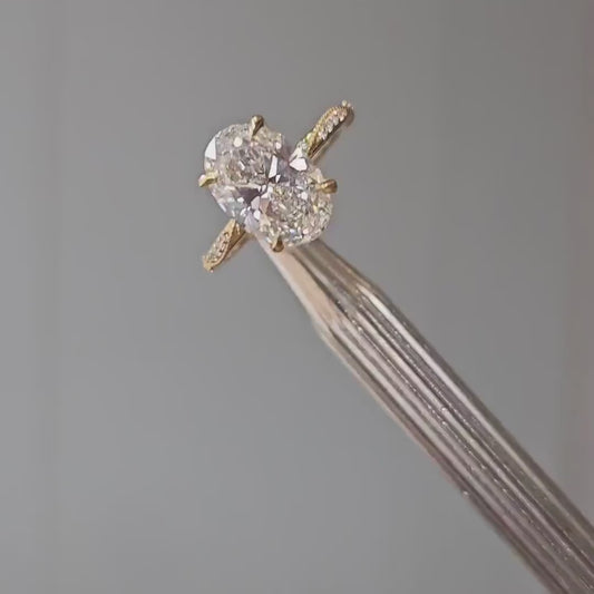 3.20 TCW Oval Lab Grown Diamond Engagement Ring | Hidden Halo Design | IGI Certified