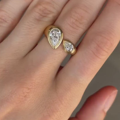 1.50 TCW Double Pear Lab Grown Diamond Engagement Ring | Toi Et Moi Ring | IGI Certified