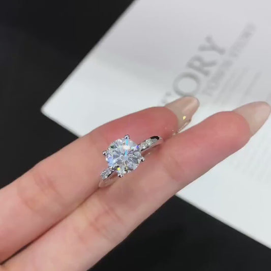 1.80TCW round cut lab created diamond ring, solitaire pavé engagement ring, IGI certified diamond jewelry, luxury bridal ring for her