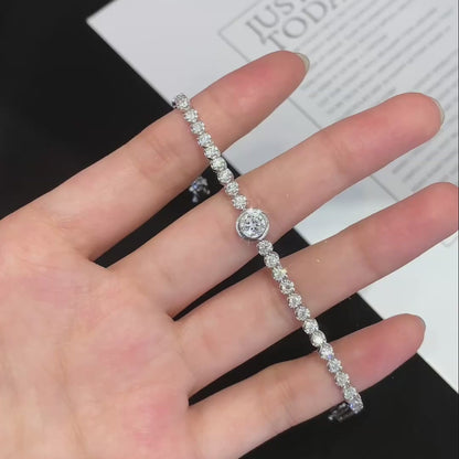 6.50tcw Round Lab Diamond Bezel Tennis Bracelet | DEF VVS–VS | IGI Certified | White Gold
